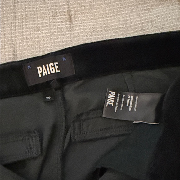 PAIGE Dark Gray Blue Velvet Flare Pants Size 26 - Picture 7 of 9